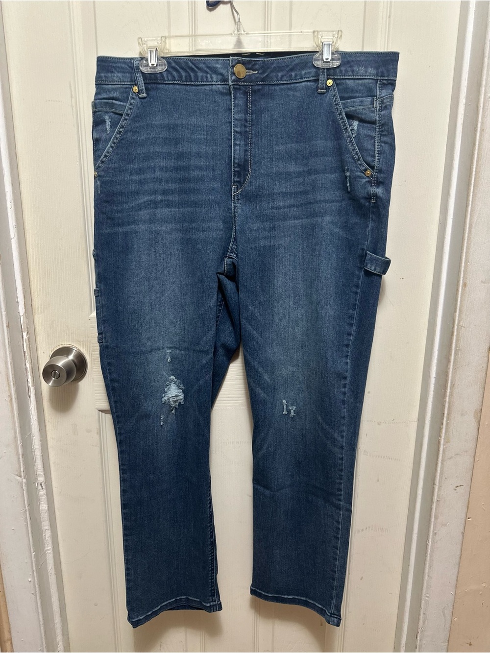 🔥 Democracy "Ab"solution Distressed Carpenter Slim Straight Jeans! #612